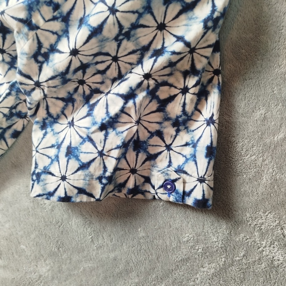 Maceoo‎ Italian Digital Fabrics Galileo Flowertiedye Blue Button Shirt Mens 2XL - Picture 5 of 12